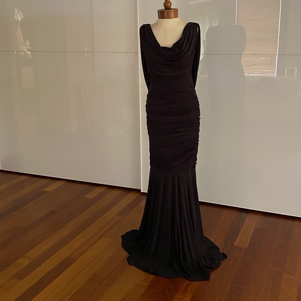Mikael Aghal couture gown with beaded back.